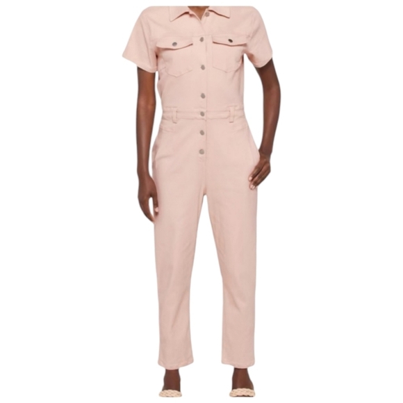 Heatherly Piper Coverall Crop Jumpsuit Putty Short Sleeve NEW Size Small - Picture 1 of 10